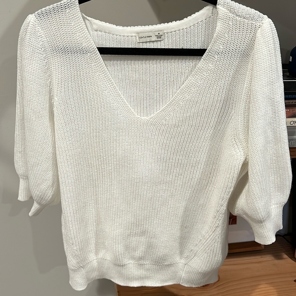 Gentle Fawn 3/4” length puff sleeve sweater